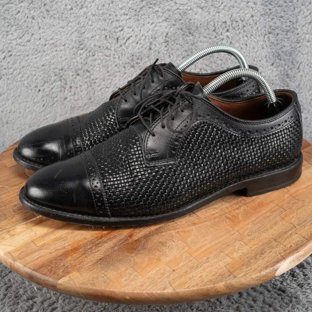 Allen Edmonds Black Shreveport Cap Toe Woven Oxfords Size 9 D 9929 Shoes